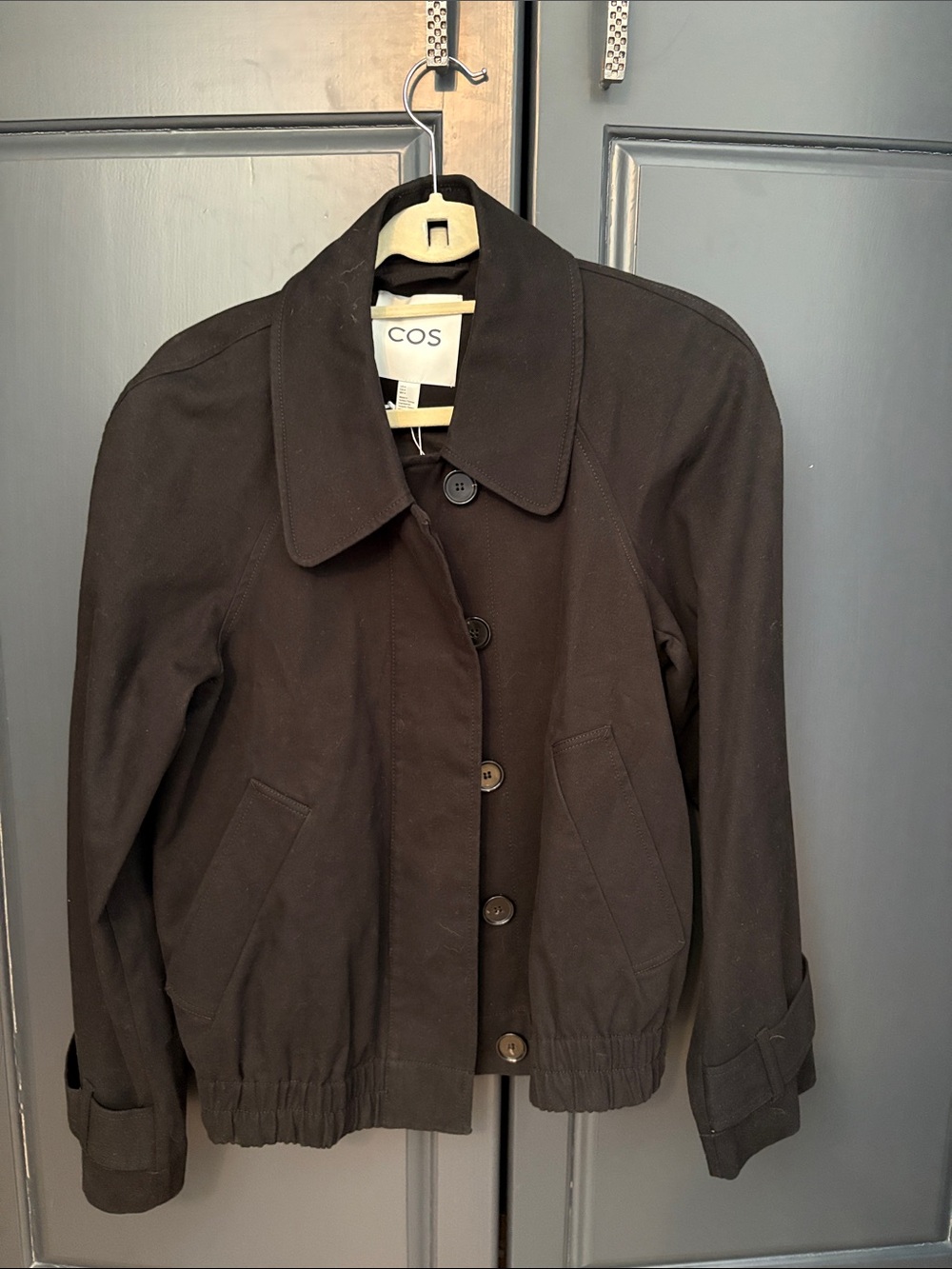 COS Black Utility Button-Front Jacket